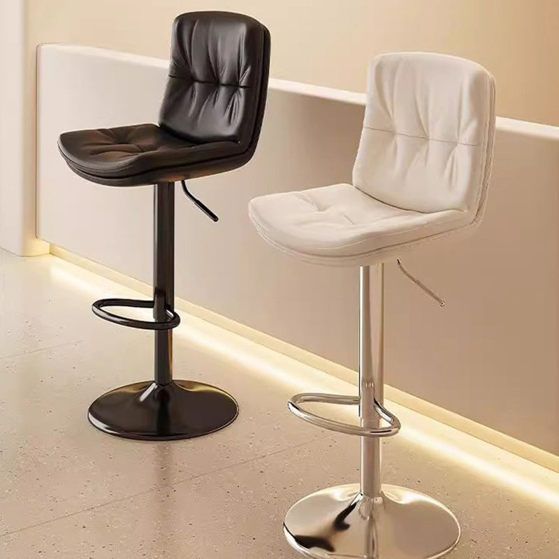 Moderner minimalistischer quadratischer rechteckiger Barhocker aus Kunstleder mit Massivholz und Sperrholz, drehbar, höhenverstellbar, Rückenlehne, ohne Armlehnen für Esszimmer &amp; Küche 