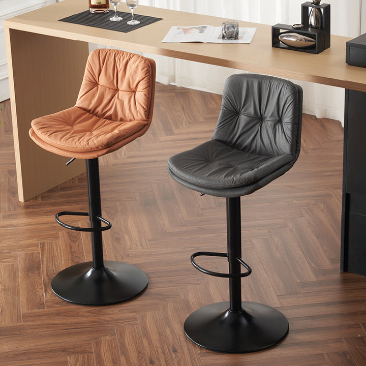 Moderner minimalistischer quadratischer rechteckiger Barhocker aus Kunstleder mit Massivholz und Sperrholz, drehbar, höhenverstellbar, Rückenlehne, ohne Armlehnen für Esszimmer &amp; Küche 