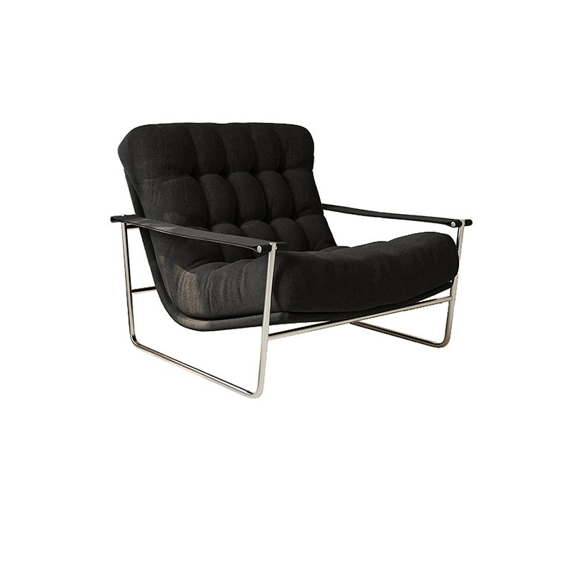 Chaise d’appoint contemporaine nordique carrée rectangulaire en velours côtelé et acier inoxydable avec dossier et accoudoirs pour salon 