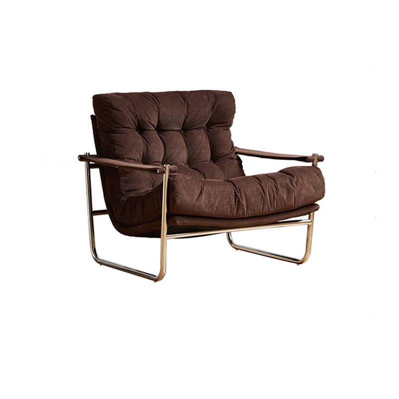 Chaise d’appoint contemporaine nordique carrée rectangulaire en velours côtelé et acier inoxydable avec dossier et accoudoirs pour salon 