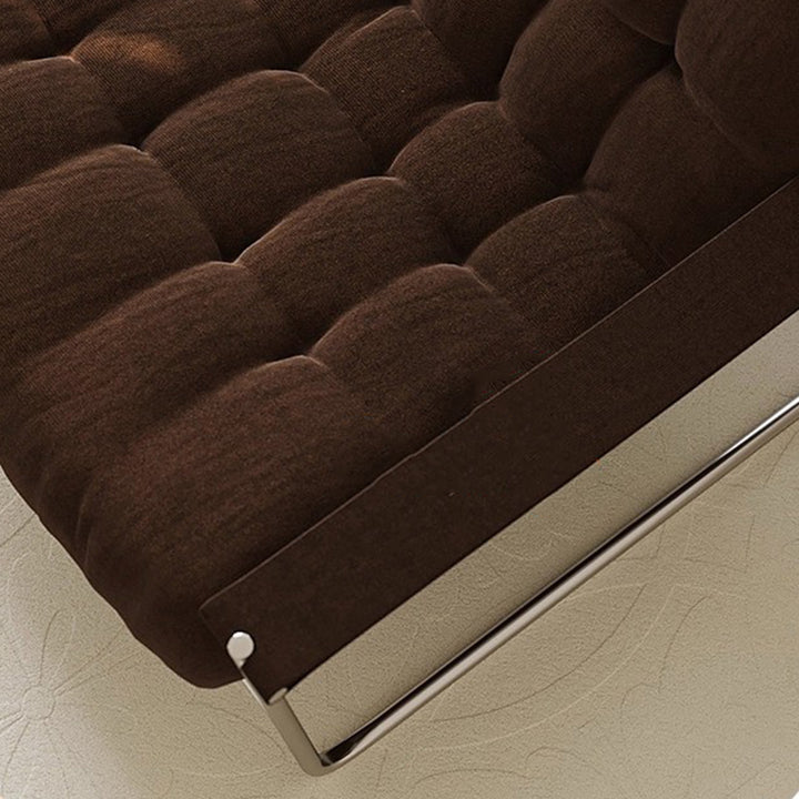 Chaise d’appoint contemporaine nordique carrée rectangulaire en velours côtelé et acier inoxydable avec dossier et accoudoirs pour salon 