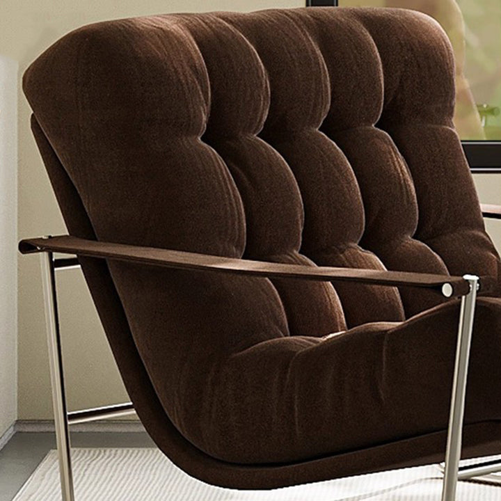 Chaise d’appoint contemporaine nordique carrée rectangulaire en velours côtelé et acier inoxydable avec dossier et accoudoirs pour salon 