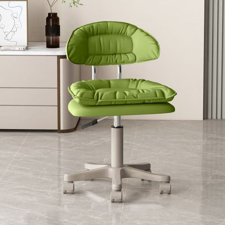 Modern Minimalist Square PU Leather Iron 360°Swivel Movable Height Adjustable Desk Chair Backrest Armless For Home Office