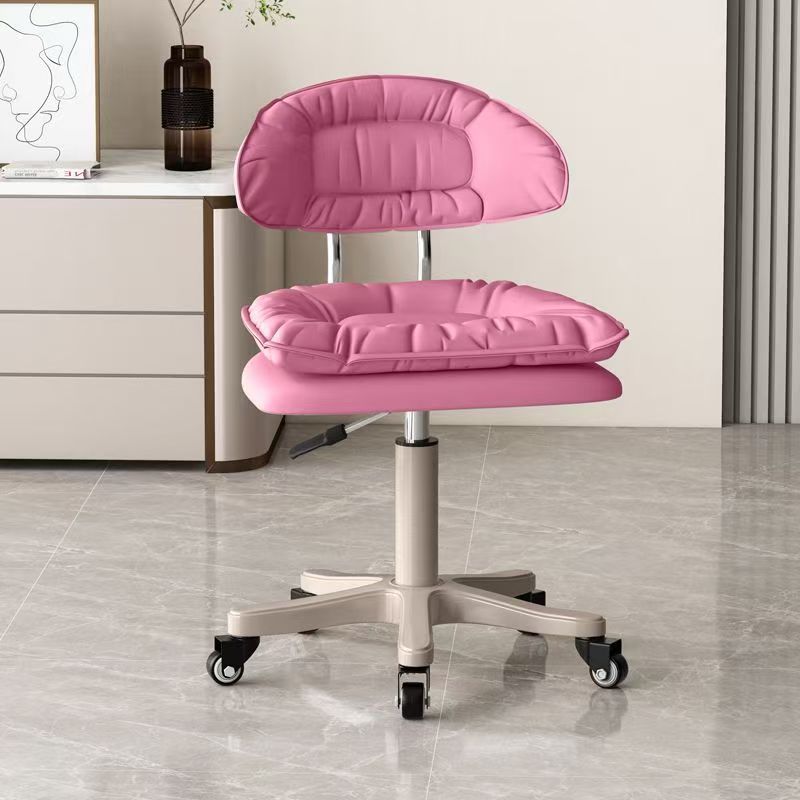 Modern Minimalist Square PU Leather Iron 360°Swivel Movable Height Adjustable Desk Chair Backrest Armless For Home Office