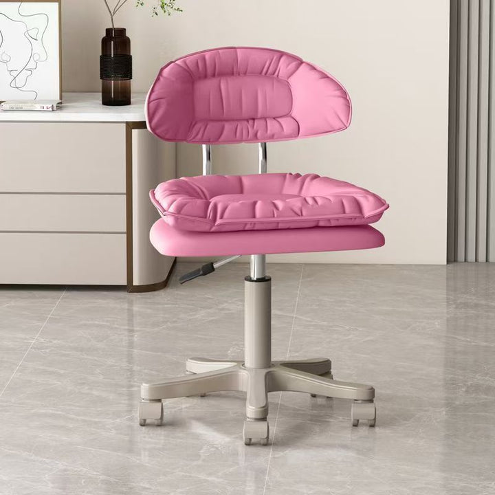 Modern Minimalist Square PU Leather Iron 360°Swivel Movable Height Adjustable Desk Chair Backrest Armless For Home Office