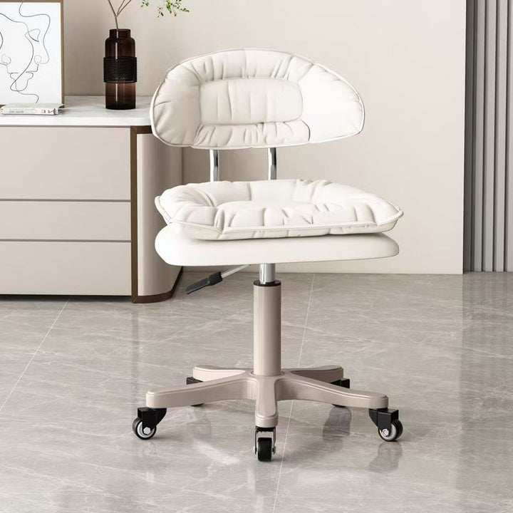 Modern Minimalist Square PU Leather Iron 360°Swivel Movable Height Adjustable Desk Chair Backrest Armless For Home Office