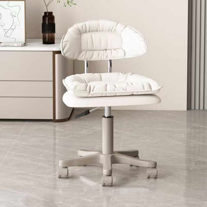 Modern Minimalist Square PU Leather Iron 360°Swivel Movable Height Adjustable Desk Chair Backrest Armless For Home Office