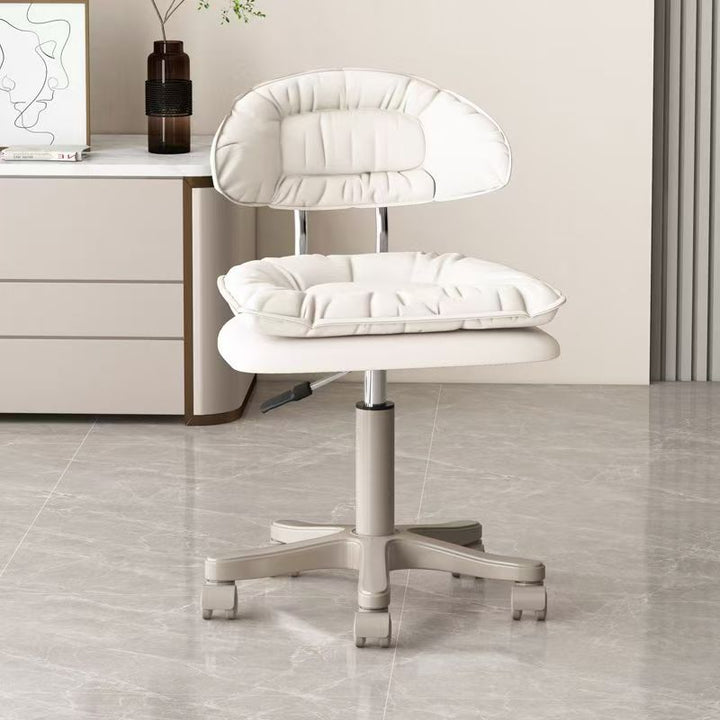 Modern Minimalist Square PU Leather Iron 360°Swivel Movable Height Adjustable Desk Chair Backrest Armless For Home Office