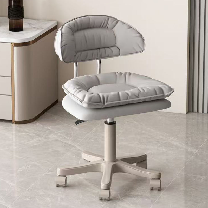Modern Minimalist Square PU Leather Iron 360°Swivel Movable Height Adjustable Desk Chair Backrest Armless For Home Office