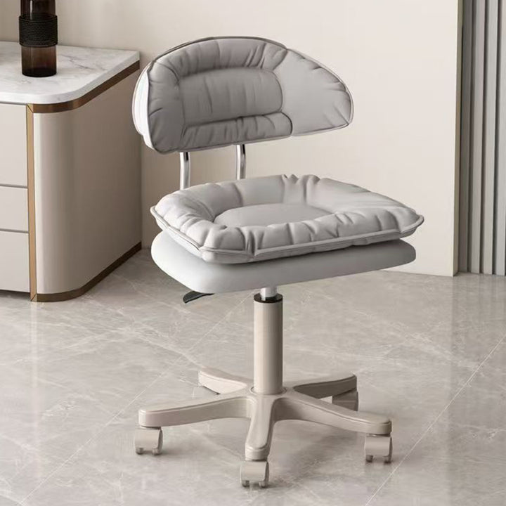 Modern Minimalist Square PU Leather Iron 360°Swivel Movable Height Adjustable Desk Chair Backrest Armless For Home Office