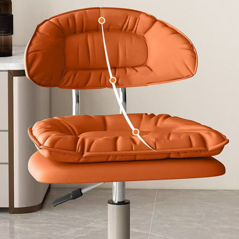 Modern Minimalist Square PU Leather Iron 360°Swivel Movable Height Adjustable Desk Chair Backrest Armless For Home Office