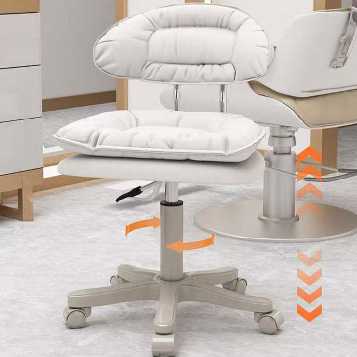 Modern Minimalist Square PU Leather Iron 360°Swivel Movable Height Adjustable Desk Chair Backrest Armless For Home Office