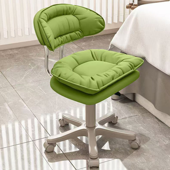 Modern Minimalist Square PU Leather Iron 360°Swivel Movable Height Adjustable Desk Chair Backrest Armless For Home Office
