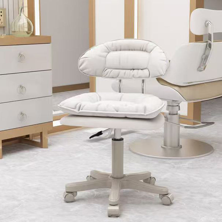 Modern Minimalist Square PU Leather Iron 360°Swivel Movable Height Adjustable Desk Chair Backrest Armless For Home Office