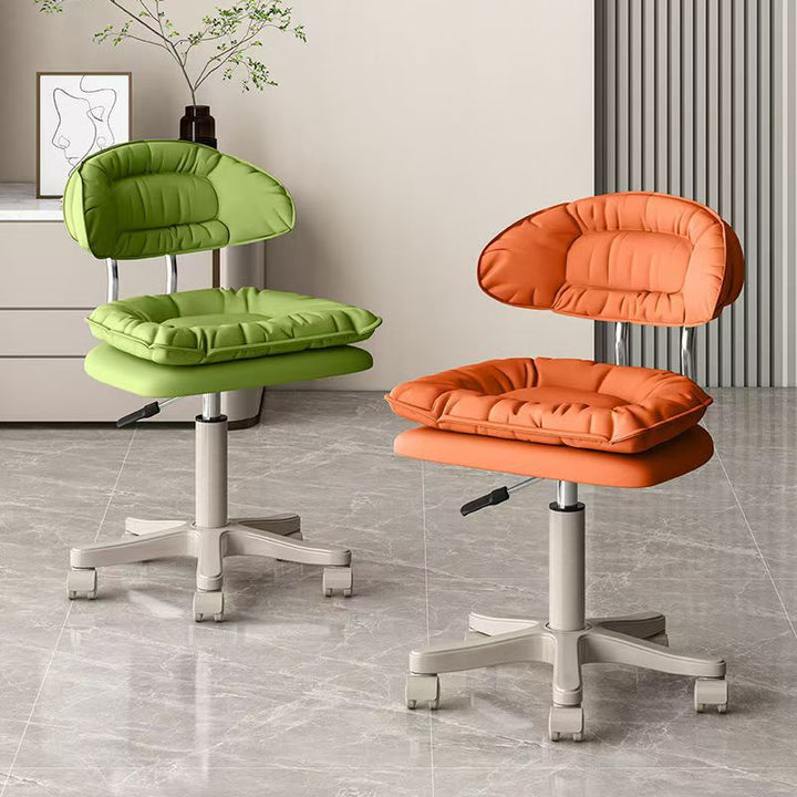 Modern Minimalist Square PU Leather Iron 360°Swivel Movable Height Adjustable Desk Chair Backrest Armless For Home Office