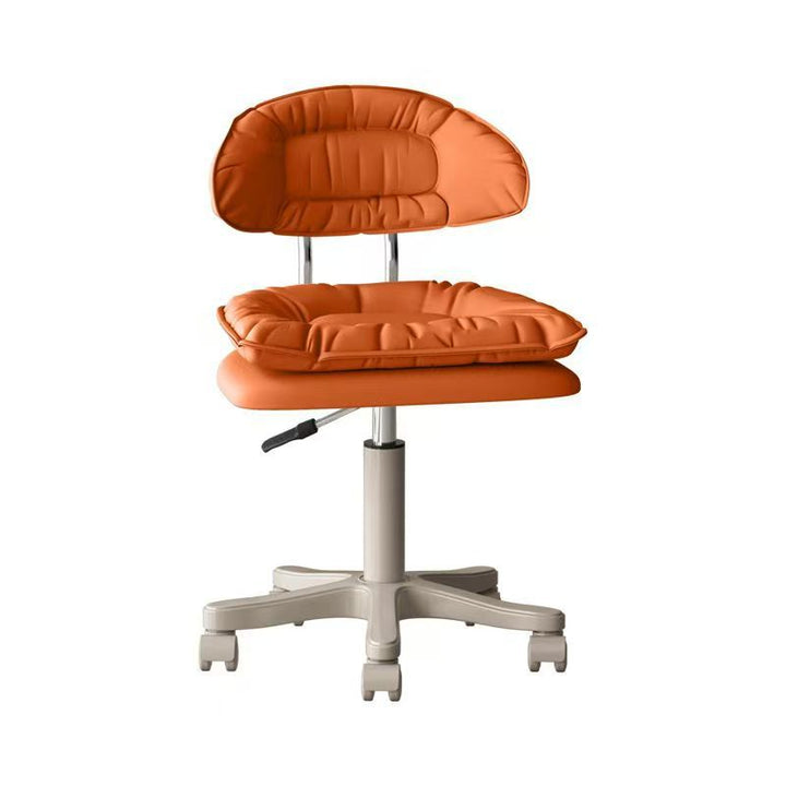 Modern Minimalist Square PU Leather Iron 360°Swivel Movable Height Adjustable Desk Chair Backrest Armless For Home Office