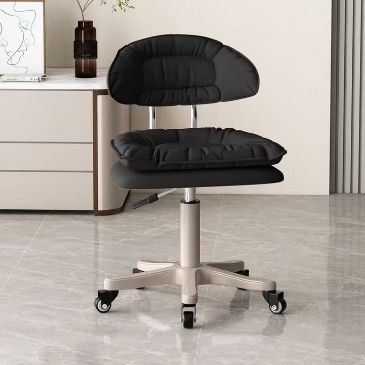 Modern Minimalist Square PU Leather Iron 360°Swivel Movable Height Adjustable Desk Chair Backrest Armless For Home Office