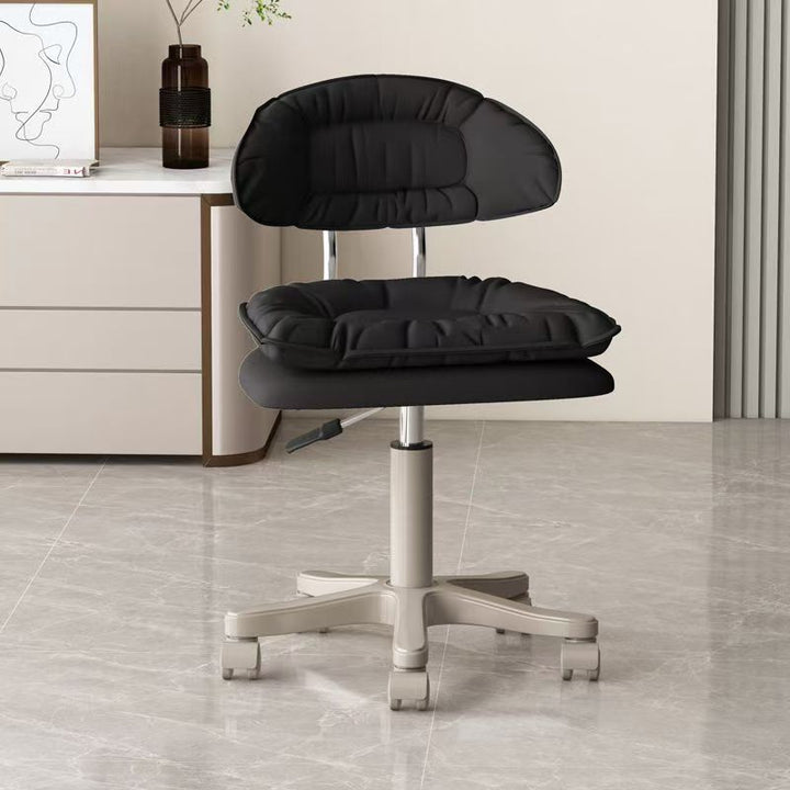 Modern Minimalist Square PU Leather Iron 360°Swivel Movable Height Adjustable Desk Chair Backrest Armless For Home Office