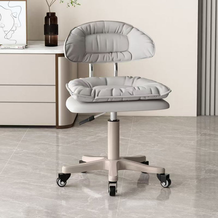 Modern Minimalist Square PU Leather Iron 360°Swivel Movable Height Adjustable Desk Chair Backrest Armless For Home Office