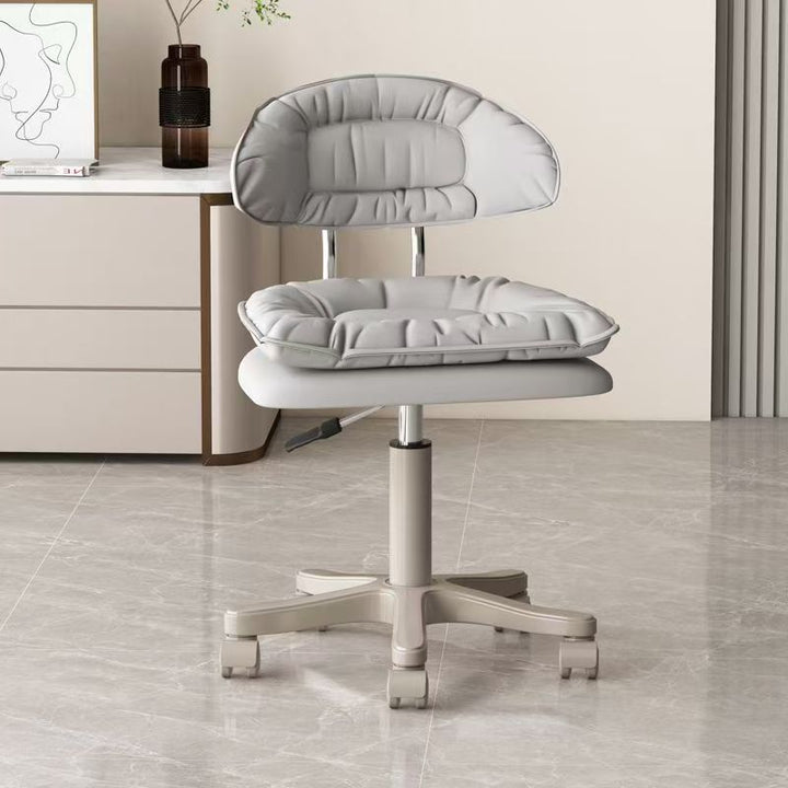 Modern Minimalist Square PU Leather Iron 360°Swivel Movable Height Adjustable Desk Chair Backrest Armless For Home Office