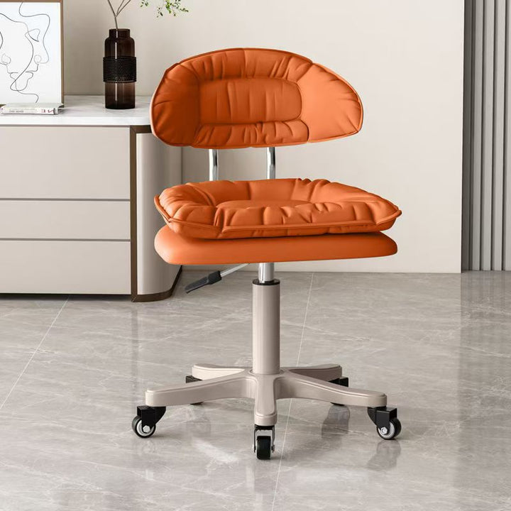 Modern Minimalist Square PU Leather Iron 360°Swivel Movable Height Adjustable Desk Chair Backrest Armless For Home Office