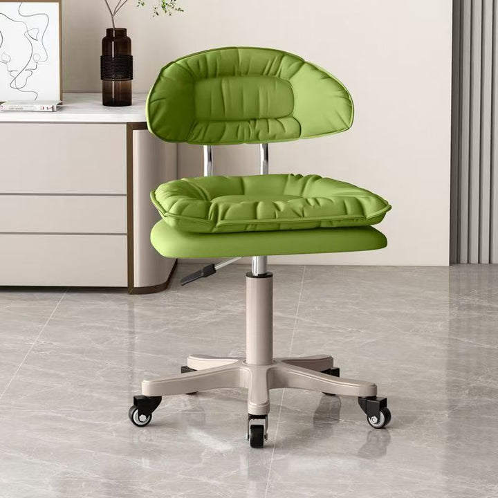 Modern Minimalist Square PU Leather Iron 360°Swivel Movable Height Adjustable Desk Chair Backrest Armless For Home Office
