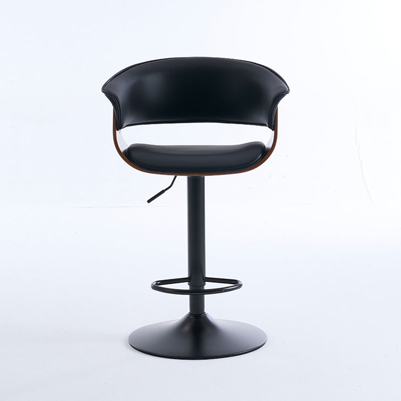 Moderner minimalistischer quadratischer rechteckiger Barhocker aus Silikonleder, Massivholz, Eisen, drehbar, höhenverstellbar, mit Rückenlehne und Armlehne für Esszimmer &amp; Küche 