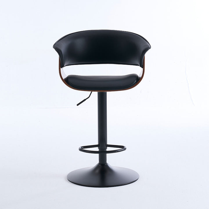 Moderner minimalistischer quadratischer rechteckiger Barhocker aus Silikonleder, Massivholz, Eisen, drehbar, höhenverstellbar, mit Rückenlehne und Armlehne für Esszimmer &amp; Küche 