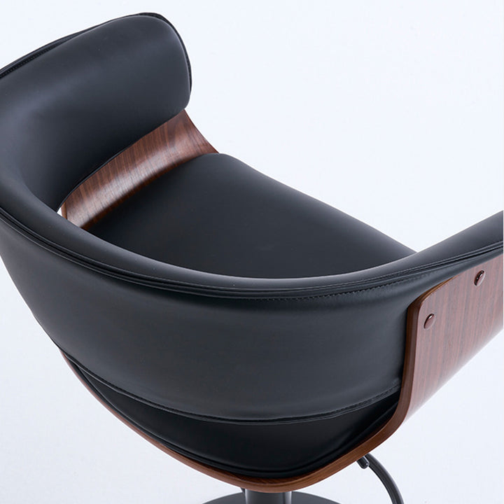 Moderner minimalistischer quadratischer rechteckiger Barhocker aus Silikonleder, Massivholz, Eisen, drehbar, höhenverstellbar, mit Rückenlehne und Armlehne für Esszimmer &amp; Küche 
