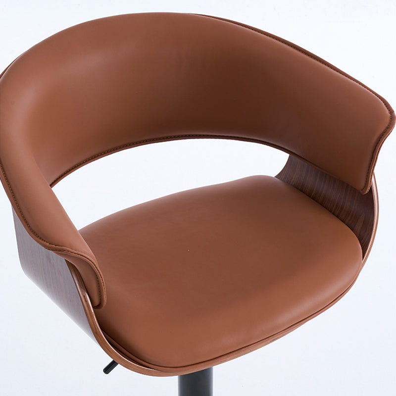 Moderner minimalistischer quadratischer rechteckiger Barhocker aus Silikonleder, Massivholz, Eisen, drehbar, höhenverstellbar, mit Rückenlehne und Armlehne für Esszimmer &amp; Küche 