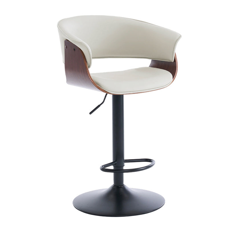 Moderner minimalistischer quadratischer rechteckiger Barhocker aus Silikonleder, Massivholz, Eisen, drehbar, höhenverstellbar, mit Rückenlehne und Armlehne für Esszimmer &amp; Küche 