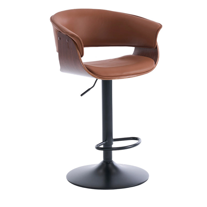 Moderner minimalistischer quadratischer rechteckiger Barhocker aus Silikonleder, Massivholz, Eisen, drehbar, höhenverstellbar, mit Rückenlehne und Armlehne für Esszimmer &amp; Küche 
