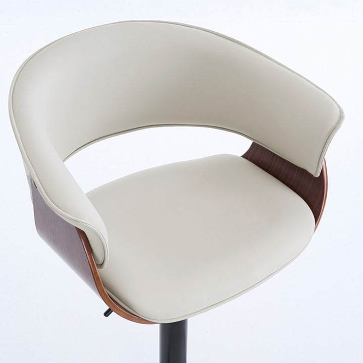 Moderner minimalistischer quadratischer rechteckiger Barhocker aus Silikonleder, Massivholz, Eisen, drehbar, höhenverstellbar, mit Rückenlehne und Armlehne für Esszimmer &amp; Küche 