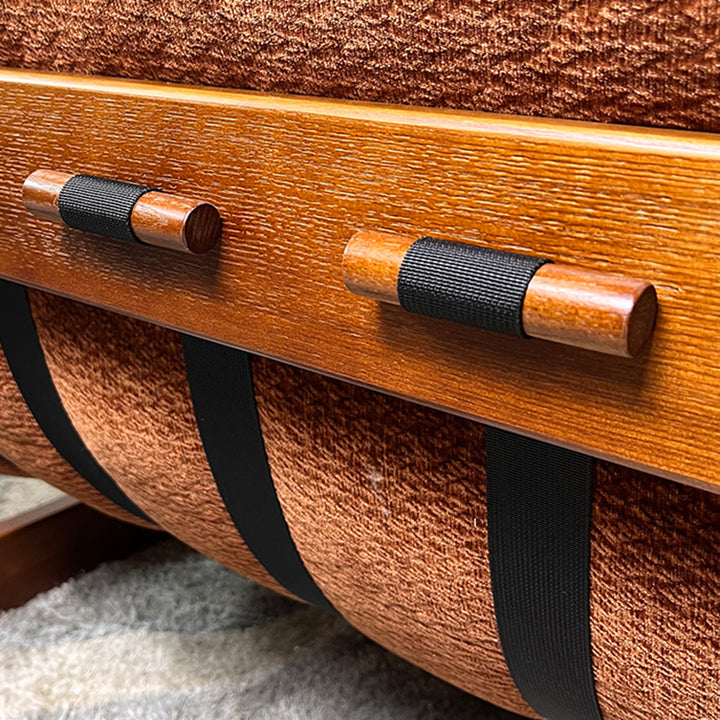 Silla de acento contemporánea retro cuadrada rectangular de madera de fresno con chenilla removible, respaldo y reposabrazos para sala de estar 