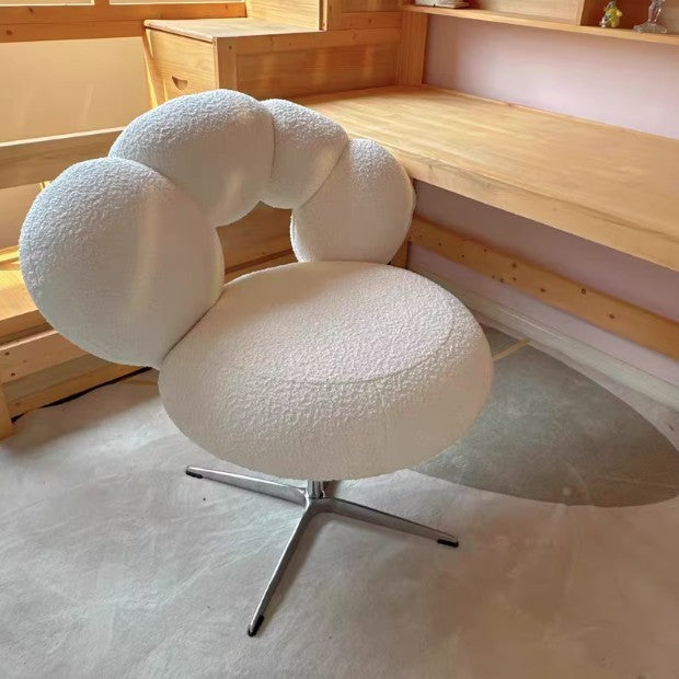 Taburete de tocador giratorio de 360° ajustable en altura sin respaldo para dormitorio de acero al carbono con respaldo sin brazos de terciopelo de lana redonda minimalista moderna 