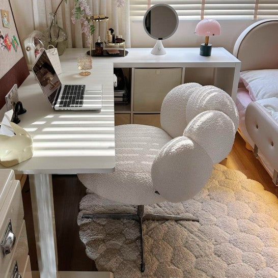 Taburete de tocador giratorio de 360° ajustable en altura sin respaldo para dormitorio de acero al carbono con respaldo sin brazos de terciopelo de lana redonda minimalista moderna 