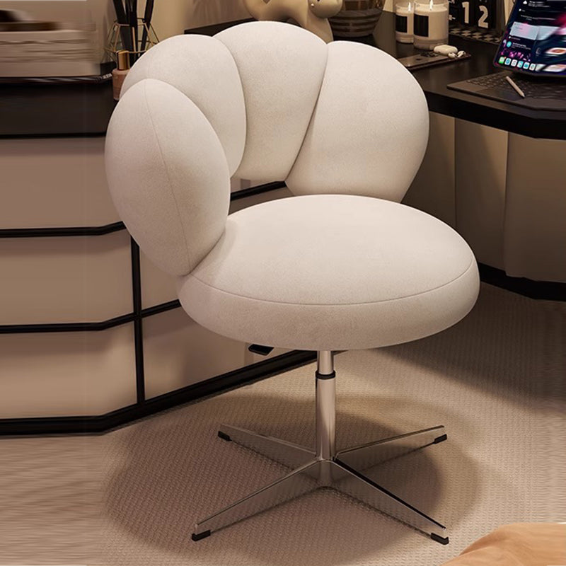 Taburete de tocador giratorio de 360° ajustable en altura sin respaldo para dormitorio de acero al carbono con respaldo sin brazos de terciopelo de lana redonda minimalista moderna 