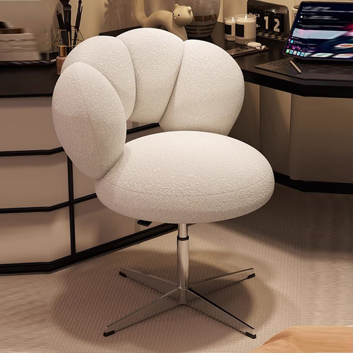 Taburete de tocador giratorio de 360° ajustable en altura sin respaldo para dormitorio de acero al carbono con respaldo sin brazos de terciopelo de lana redonda minimalista moderna 