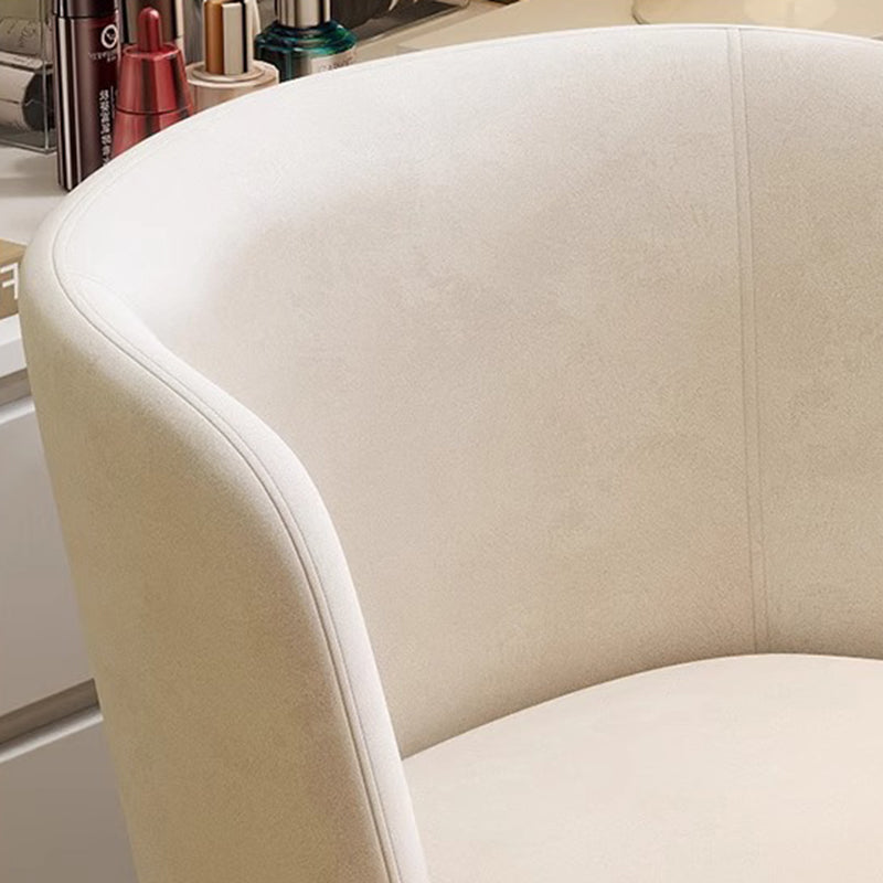 Taburete tocador giratorio 360° contemporáneo nórdico redondo de chenilla y madera maciza, con respaldo y sin brazos, para dormitorio 
