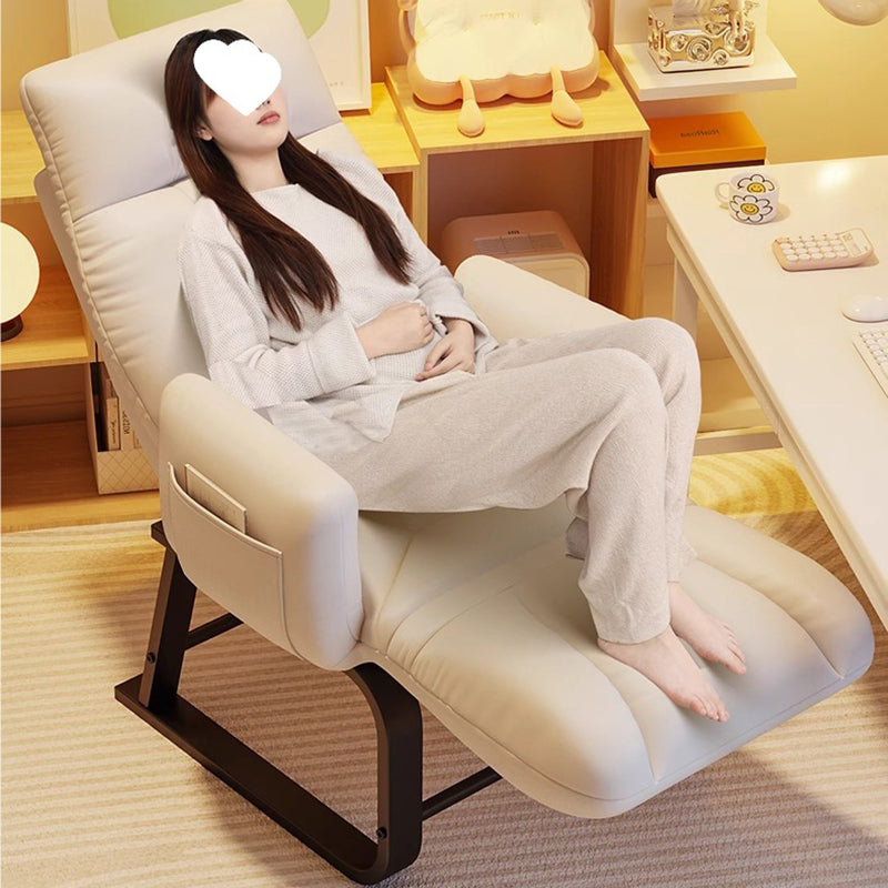 Modern Minimalist Square Rectangular Synthetic Fabric Corduroy Iron Recliner Backrest Armrest For Living Room