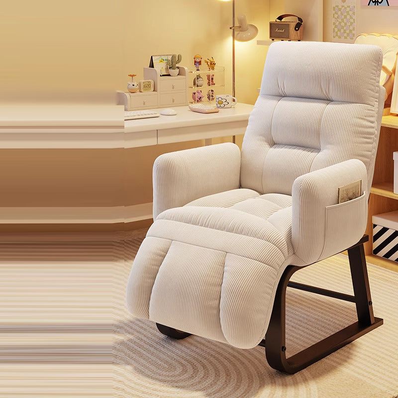 Modern Minimalist Square Rectangular Synthetic Fabric Corduroy Iron Recliner Backrest Armrest For Living Room