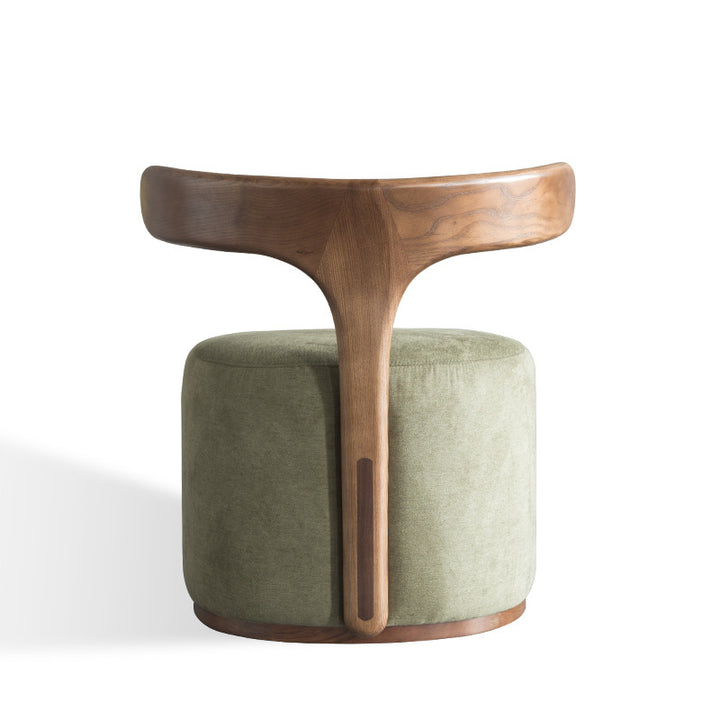 Silla de acento contemporánea nórdica en semicírculo de algodón-lino y madera de fresno sin respaldo y sin brazos para sala de estar 