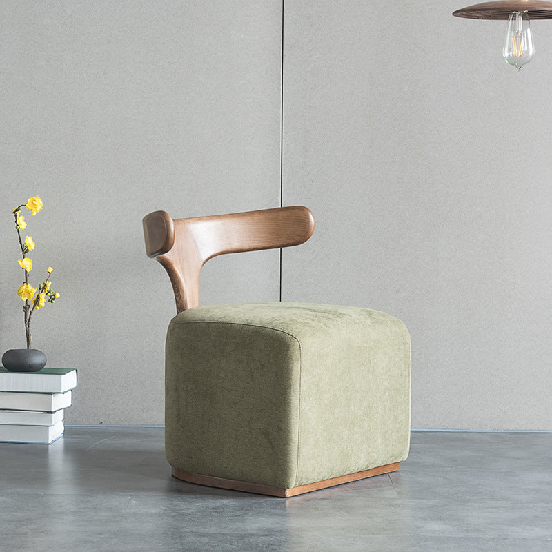 Silla de acento contemporánea nórdica en semicírculo de algodón-lino y madera de fresno sin respaldo y sin brazos para sala de estar 