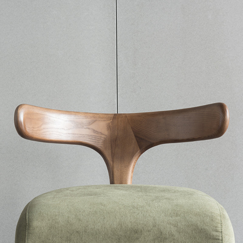 Silla de acento contemporánea nórdica en semicírculo de algodón-lino y madera de fresno sin respaldo y sin brazos para sala de estar 