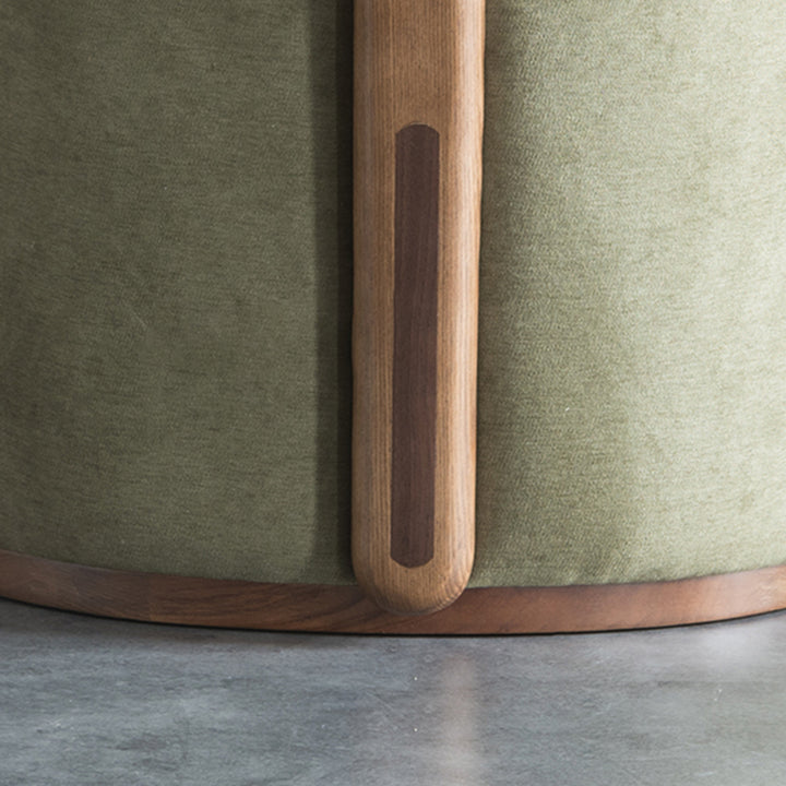 Silla de acento contemporánea nórdica en semicírculo de algodón-lino y madera de fresno sin respaldo y sin brazos para sala de estar 