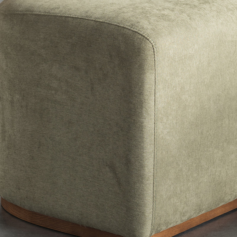 Silla de acento contemporánea nórdica en semicírculo de algodón-lino y madera de fresno sin respaldo y sin brazos para sala de estar 