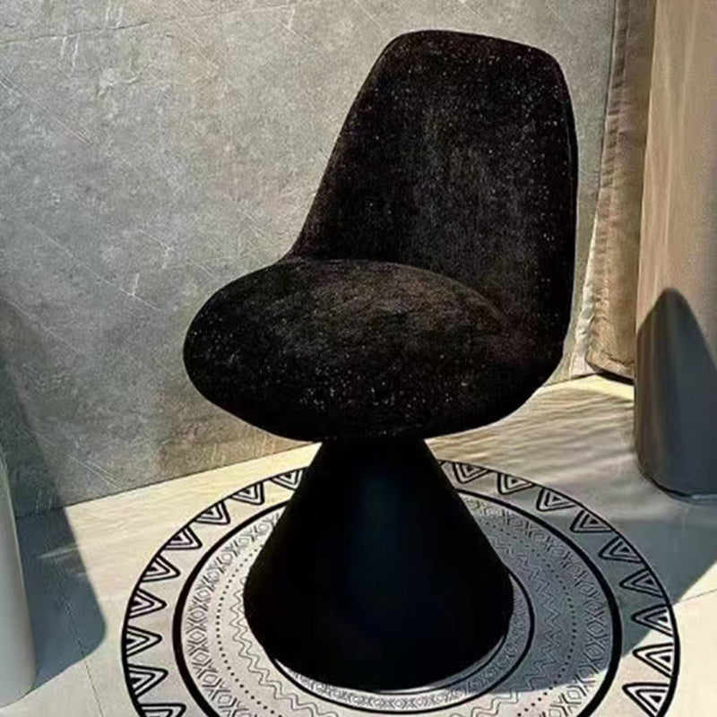 Tabouret de coiffeuse pivotant contemporain nordique rond en lin, cuir, MDF, fer, acier au carbone, sans dossier et sans accoudoirs pour chambre à coucher 