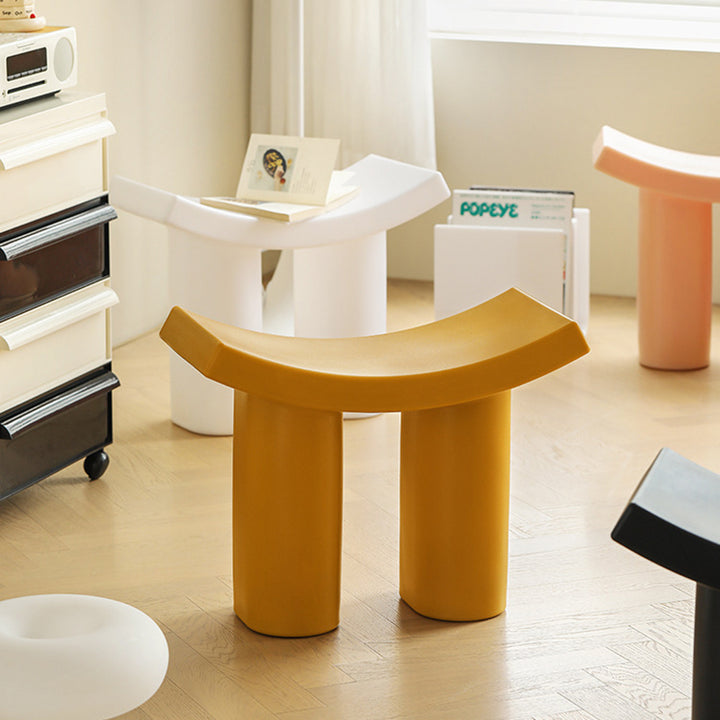 Taburete Bajo de Plástico Rectangular Nórdico Contemporáneo para Sala de Estar 