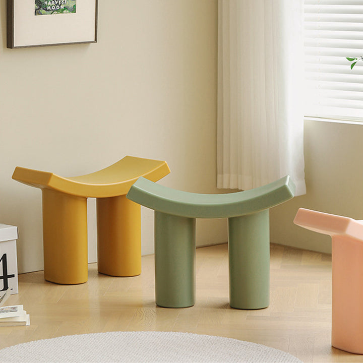 Taburete Bajo de Plástico Rectangular Nórdico Contemporáneo para Sala de Estar 