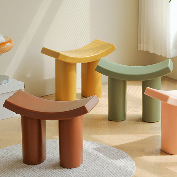 Taburete Bajo de Plástico Rectangular Nórdico Contemporáneo para Sala de Estar 